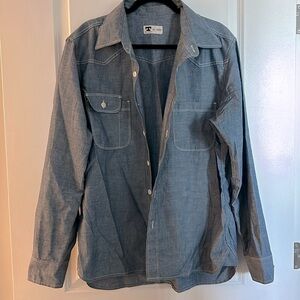 Tellason XXL Topper Work Long Sleeve Button Down Collar shirt Denim 7.5oz